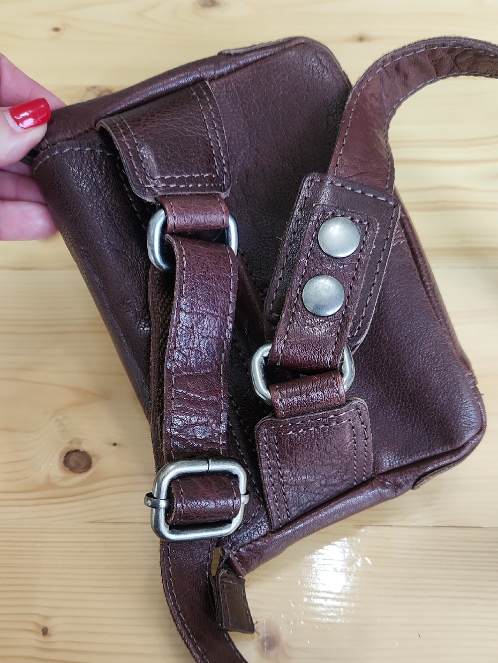 Spikes & Sparrow Leather Crossbody Belt Bag Brown Multi Pocket Fanny Pack Unisex - Picture 10 of 17